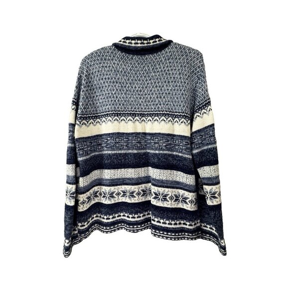 VTG Stitches In Time Womens L Blue White Granny Sweater Beaded Snowflake Holiday - Picture 2 of 13